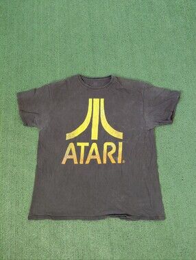 Atari Retro Logo Videogame Black T Shirt Sz XL